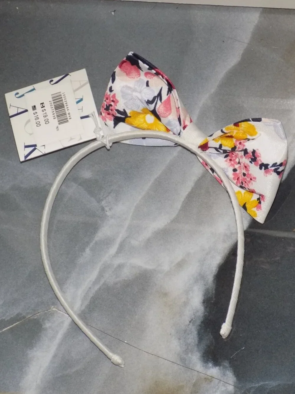Janie and Jack White Fabric Wrapped Headband W/Fall Floral Bow OS Girl's NEW